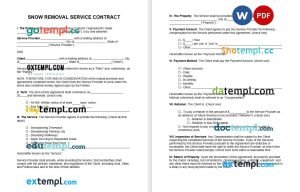 free snow removal contract template, Word and PDF format