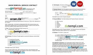 free snow removal service contract template, Word and PDF format