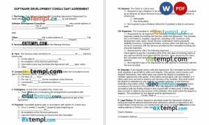 free software development consultant agreement template, Word and PDF format