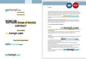 free software distribution contract template, Word and PDF format