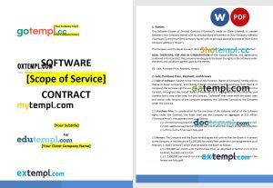free software purchase contract template, Word and PDF format