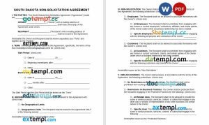 free South Dakota non-solicitation agreement template, Word and PDF format