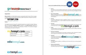 free startup contract template, Word and PDF format
