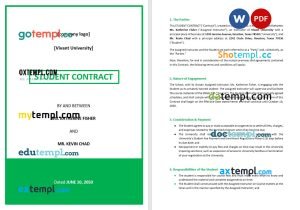 free student contract example template, Word and PDF format