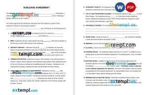 free sublease contract template, Word and PDF format