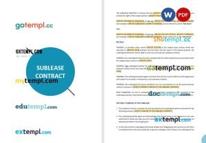 free sublease contract template, Word and PDF format
