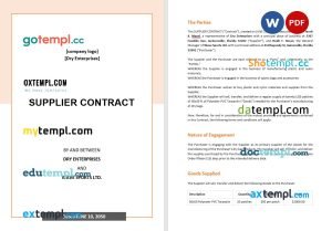 free supplier contract template, Word and PDF format