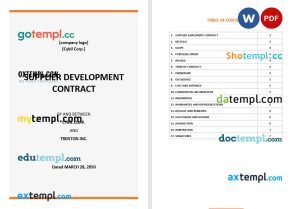 free supplier development contract template, Word and PDF format