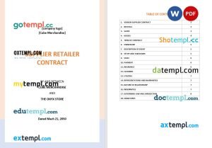 free supplier retailer contract template, Word and PDF format