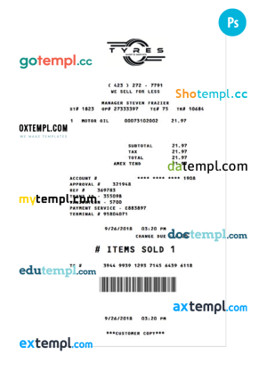 SHOP receipt sample PSD template
