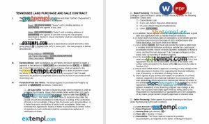 free Tennessee land contract template, Word and PDF format