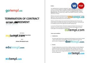 free termination of contract agreement template, Word and PDF format