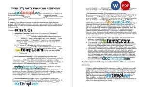 free third party financing addendum template, Word and PDF format