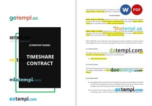 free timeshare contract template, Word and PDF format