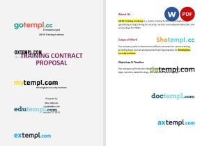 free training contract proposal template, Word and PDF format
