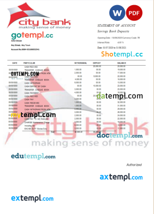 Singapore DBS bank statement Word and PDF template, version 2