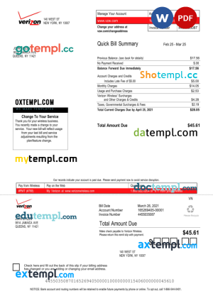 USA COOK COUNTRY ELECTRONIC BILL utility bill Word and PDF template