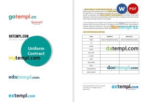 free uniform contract template, Word and PDF format