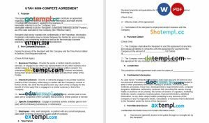 free Utah non-compete agreement template, Word and PDF format