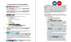 free Utah residential purchase agreement template, Word and PDF format