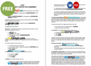 free Utah independent contractor agreement template, Word and PDF format