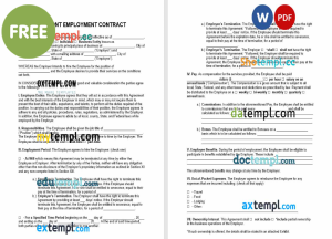 free Vermont employment contract template, Word and PDF format