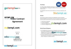 free video contract agreement template, Word and PDF format