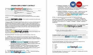 free Virginia employment contract template, Word and PDF format