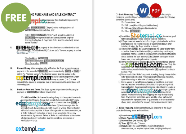 free Virginia land contract template, Word and PDF format