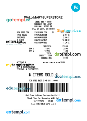 KIDS WORLD payment receipt PSD template