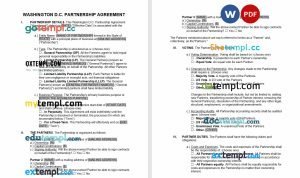 free Washington D.C. partnership agreement template, Word and PDF format