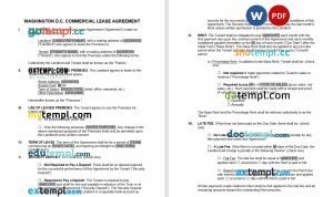 free Washington DC commercial lease agreement template, Word and PDF format