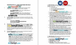 free Washington DC land contract template, Word and PDF format