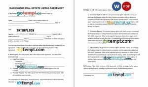 free Washington real estate listing agreement template, Word and PDF format