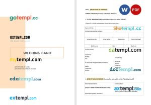 free wedding band contract template, Word and PDF format