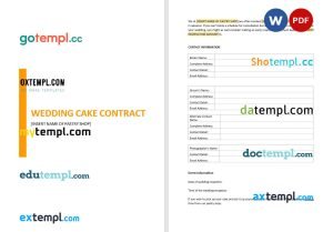 free wedding cake contract template, Word and PDF format