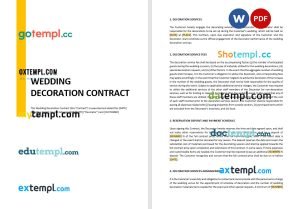 free wedding decoration contract template, Word and PDF format