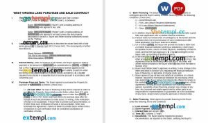 free West Virginia land contract template, Word and PDF format