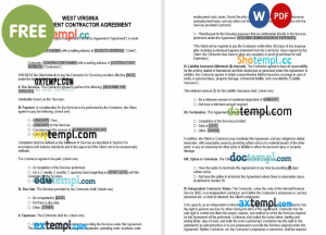 free West Virginia independent contractor agreement template, Word and PDF format