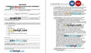 free Wisconsin commercial real estate purchase agreement template, Word and PDF format
