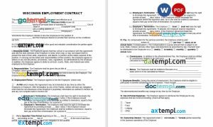 free Wisconsin employment contract template, Word and PDF format
