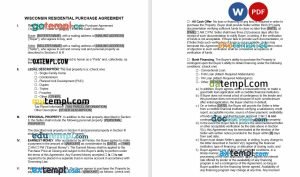 free Wisconsin residential purchase agreement template, Word and PDF format