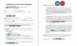 free Wyoming real estate listing agreement template, Word and PDF format
