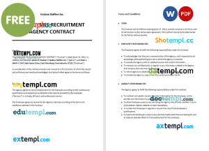 free employee recruitment agency contract template, Word and PDF format