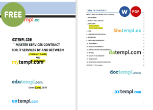 free master services contract for IT services template, Word and PDF format