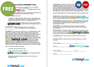 free non disclosure agreement template, Word and PDF format
