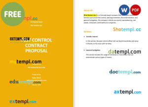 free pest control contract proposal template, Word and PDF format
