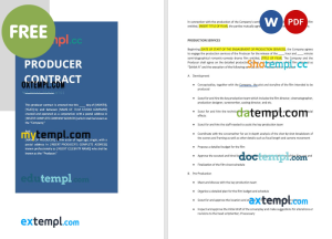 free producer contract template, Word and PDF format