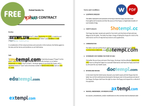 free puppy sales contract template, Word and PDF format