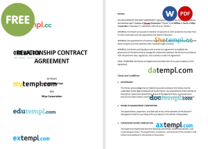 free relationship contract agreement template, Word and PDF format
